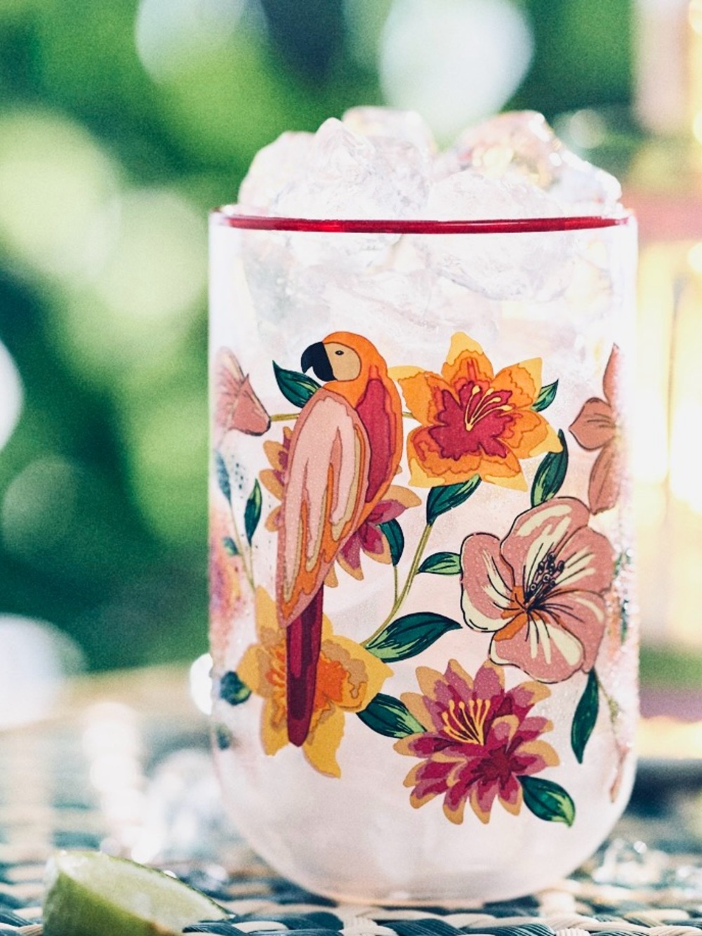 Anthropologie x FARM RIO Glass Red Berry parrot